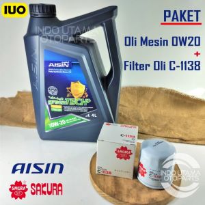Oli Mesin 0w 20 Aisin dan Filter Oli Calya Sigra Luxio Sirion C-1138