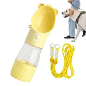 PUZHE 2 ใน 1 ขวดน้ำสุนัข แบบพกพา ป้องกันการรั่วซึม แก้วน้ำสำหรับลูกสุนัข แก้วน้ำสำหรับสัตว์เลี้ยง ทนทาน ที่ให้อาหารสัตว์เลี้ยง ของใช้สัตว์เลี้ยง