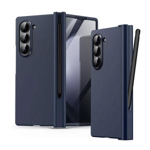 Hinge Protection Slim Matte PC Built-in Screen Protector Case for Samsung Galaxy Z Fold 5 6 4 3 S Pen Holder Full ZFold 6 Cover
