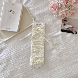 Lace Ruffle Arm Sleeve Lolita Lace Bowknot Mesh Arm Sleeve Long Fingerless Arm Sleeve UV Protection