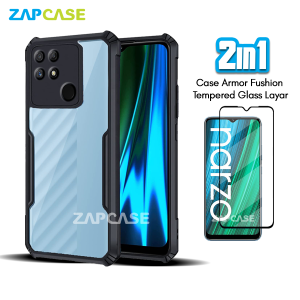 Casing Realme Narzo 50A Armor Fushion Case Free Tempered Glass