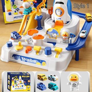 LUSIT Plastic Racing Rail Car Space Rocket Parking Game Model Educational Toys Childrens Toy Creative Play Brain Mechanical Toy Kids Learning