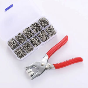 Kìm Bấm Cúc Vành Áo Kim Loại Bộ kìm bấm khuy cúc áo kèm hộp 100 chi tiết cúc áo - LAZYL