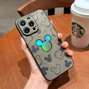 CrashStar Cute Cartoon Laser Embossed Leather Hard Shockproof Phone Case For iPhone 15 14 13 12 11 Pro Max XS XR X 8 + 7 Plus Fashion Phone Casing Cover With Full Cover Lens Camera Protection Hot Sale
