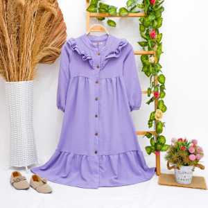 Gamis Panjang Ruffle anak Perempuan NARA By Bobokids Long Dress Katun Crincle Baju Muslim Anak Cewek Usia 3-8 tahun Murah