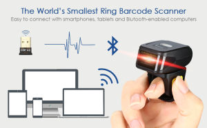 EYOYO Portable Wearable Ring 1D Wireless Bluetooth Barcode Scanner for Ios/Android