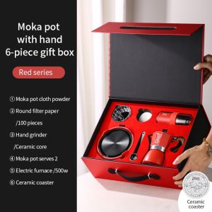 BINCOO ชุดกล่องของขวัญหม้อโมก้าแบบวาล์วเดี่ยวกาต้มน้ำเครื่องชงกาแฟสำหรับวันหยุดและวันเกิดของขวัญที่ดีที่สุด2ถ้วย3ถ้วย