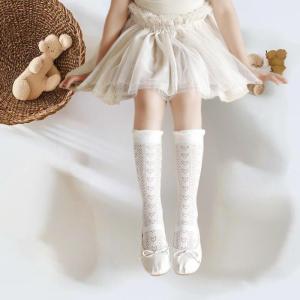 【จัดส่งภายใน 2-3 วัน】 ถุงน่องลายลูกไม้สีขาวเจ้าหญิง3คู่ถุงเท้ายาวของเด็กผู้หญิงถุงเท้าตาข่ายระบายอากาศได้บางสำหรับฤดูร้อนถุงเท้าน่องสำหรับเด็ก3-12Year