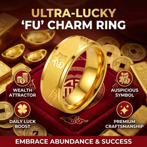 Titanium Steel Fu Character Wide Ring Bring Good Luck Fortune Ring Happy Auspicious Chinese Fu Luck Ring Wedding Ring