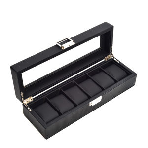 12 Grid Slots Double Layer Leather Watch Jewelry Display Storage Organizer Case Box