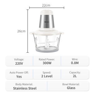 Simplus 2L Food Processor丨300W Powerful Motor丨2 Adjustable Speed丨420 Stainless Steel Blades丨Meat Grinder DDJR003