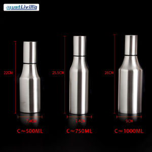 JustLiving 500ml/750ml/1000ml Olive Oil Dispenser Oil Bottle 304 Stainless Steel Leak Proof Olive Oil Decanter for Kitchen Oil Container with No Drip Pouring Spout for Cooking Wine
