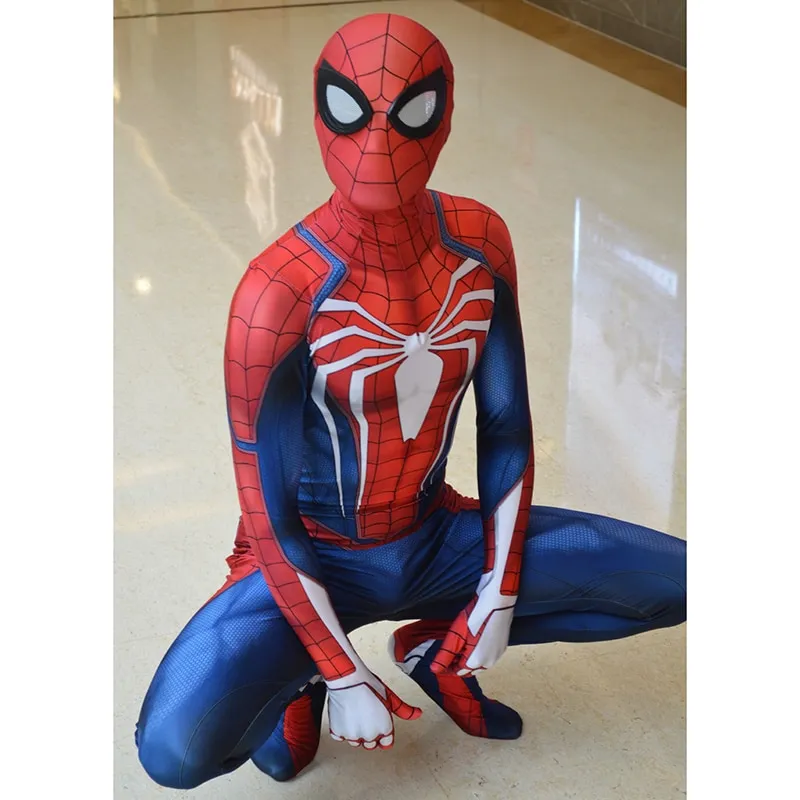 Spider-Man PS4 Jumpsuit Zentai Bodysuit Suit Cosplay Costume Halloween  Aldult