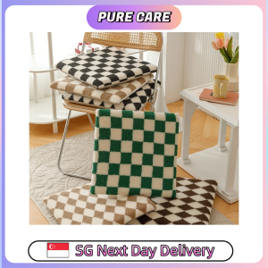 【Pure Care】 Checkered Memory Foam Seat Cushion / Removable Washable Non-Slip Chair Pad for Office Dorm and Dining Chairs
