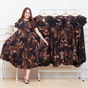 Daster Payung Jumbo Franda Motif Lukis Batik Sakura Pekalongan Baju Dress Piyama Rayon Panjang Wanita Dewasa Remaja Putri Bumil Busui