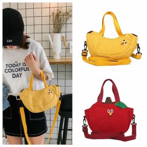 HEFEI Korean Style Cartoon Shoulder Bag Large Capacity Embroidered Banana Messenger Bag Fashion Tote Bag Fruit Crossbody Bag Ladies