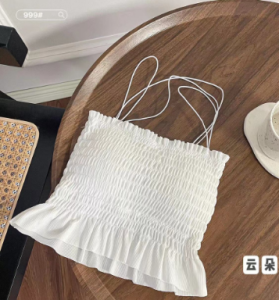 Tokofashion TankTop Crop Bra Motif Kerut Korean Style Bahan Katun Adem Dan Simple