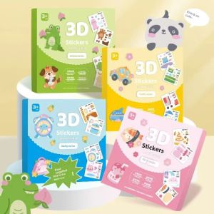 ROB TOY ของเล่นเพื่อการศึกษา หนังสือสติกเกอร์ EVA สำหรับ3D งานทำมือ กระดาษสำหรับตกแต่ง ชุดวัสดุสำหรับวางแบบทำมือ คาวาอิ การ์ตูนลายการ์ตูน หนังสือสติ๊กเกอร์รูปสัตว์ ของขวัญวันเกิดของขวัญ