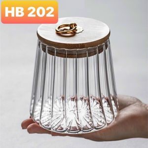 Lọ thủy tinh nắp gỗ đựng tràthảo dượcđựng gia vị mẫu mới hàng nhập khẩu