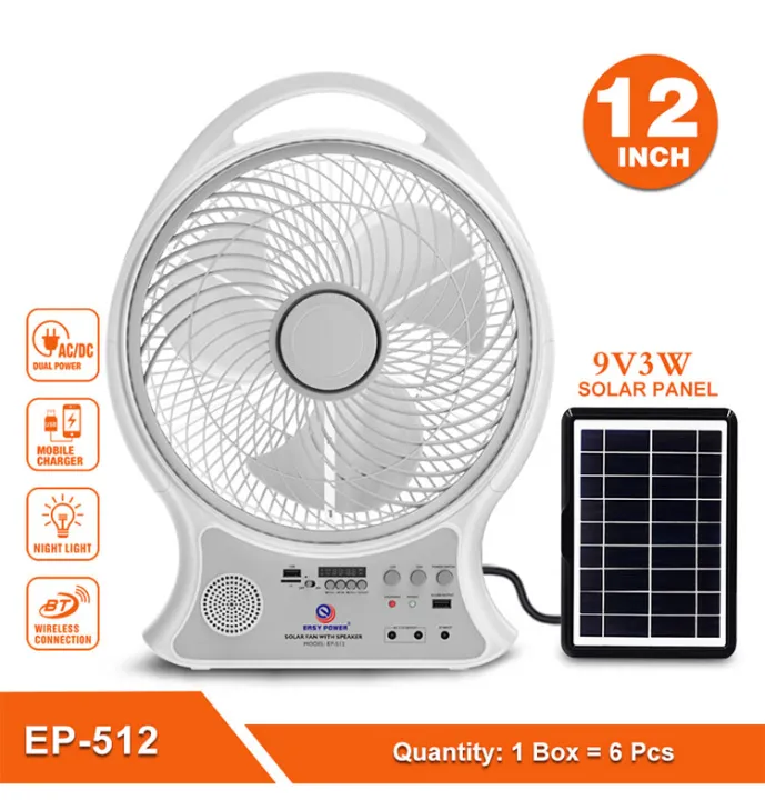 Rechargeable Fan, Battery Solar Powered Electric, Fan Solar Table Portable Fan With Bluetooth Speaker Radio And Light