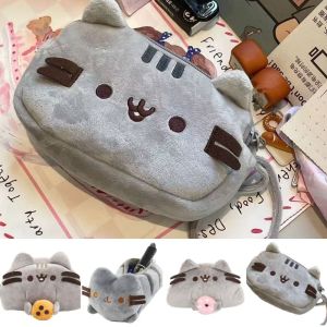 MEMGOUO Plush Makeup Bag Zipper Closure Cute Cat Pen Bag Multi-functional Pencil Case