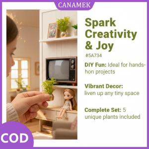 CANAMEK✨ 5 Mảnh Mini Chậu Cây Cho 112 Dollhouse Màu Xanh Lá Cây Mô Hình Nhà Máy Sáng Tạo Cảnh Vườn Phụ Kiện Trang Trí Nội Thất