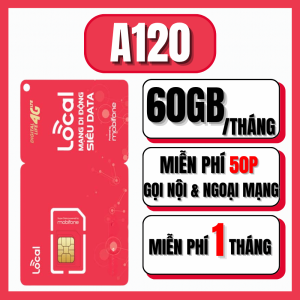 SIM 4G 5G Mobifone Local Ưu Đãi 1 Tháng Miễn Phí Tặng 60GB Mỗi Tháng Sử Dụng Linh Hoạt Kèm Gọi Nội Mạng A120 | FREESHIP - CHƯA KÍCH HOẠT