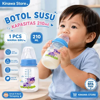 Botol susu gemoy 210ml bpa free dengan dot wideneck ulir 5cm peristaltic biru pink
