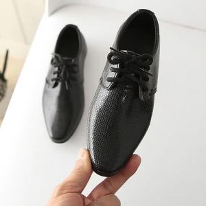 G7 Foreign Trade 2025 New Spring and Autumn British Style Lace-up Boys White Leather Shoes Childrens Black Dance Performance Shoes 7/7