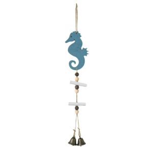 FOUNDTWO Phong cách Địa Trung Hải Dây Chuyền Hình Đại Dương Bằng Gỗ với Bell Chủ đề đại dương Tranh treo tường hình sao biển Tiệc bãi biển Động vật biển Chuông gió cá heo Phòng khách