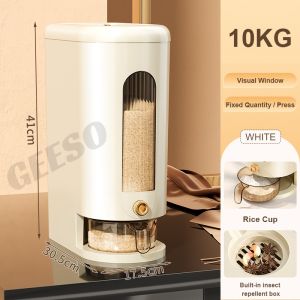 GEESO Super Capacity 5KG10KG Rice Dispenser Rice Bucket Insect Moisture Proof Food Storage Container Free Rice Cup 米桶 防虫防潮 谷物收纳桶
