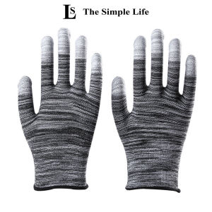 Combo 12 đôi găng tay lao động phủ PU ngón tay màu đen bao tay lao động găng tay làm vườn