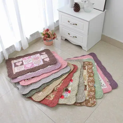 Bedsheet.BKK พรมเช็ดเท้าวินเทจ ผ้าฝ้ายCotton มีปุ่มกันลื่นด้านหลัง ซักปั่นเครื่องได้ดี รหัส082.