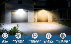 Solar Lights Outdoor SLGOL 2 in 1 White and Warm Light 104 LED Solar Motion Sensor Security Lights Solar Powered Lights Waterproof Wireless Wall Lights Solar Lamps