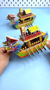 Dragon Boat Festival DIY Activity Boat Puzzle 3D Boat Building Block Toys 端午节手工制作活动赛龙舟拼图模型纸质3d立体拼装diy船积木玩具 Y098