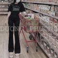 Quần bò jean nữ dáng dài ống loe bass 1 nút lai to 3 phân co giãn nhẹ tôn dáng Women Pants Ong Voi. 