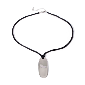 Thanh lịch mịn lồi Vòng cổ mặt dây chuyền hình trái xoan điều chỉnh dây màu đen dây chuyền chạm xương quai xanh không thấm nước cho nữ phụ nữ