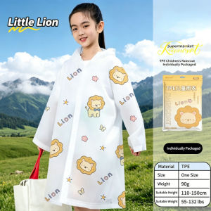 Cartoon Kids Raincoat Thickened TPE Full Body One Piece Waterproof Portable Rainwear