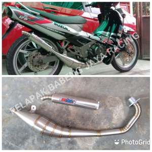 KNALPOT KOLONG SAMPING SATRIA 2 TAK HIU LUMBA  SELENCER  NINJA 2 TAK STAINLESS