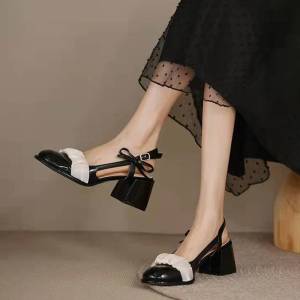 🔥 Fairy Thick High-Heeled Women Pumps Shoes 鞋包头凉鞋女夏网红爆款单鞋设计感小众仙女风法式高跟鞋