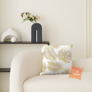 TopPillow 100% Polyester Golden Leaf Pillow Case Printed Throw Pillow Cover For Sofa 18 x 18 inch
