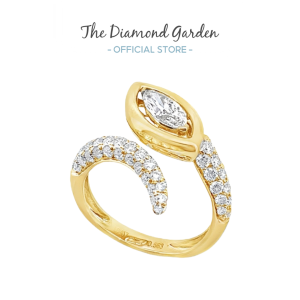 TDG 10K Yellow Gold Marquise Diamond Open Wrap Ring