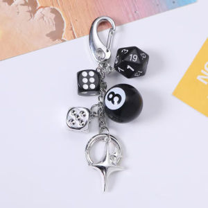 Acrylic Dice Keychain Lucky 8 Ball Key Ring Bag Charm Pendant Black 8 Ball Spade A Gift Accessory⚡PH deliveryIn stock⚡