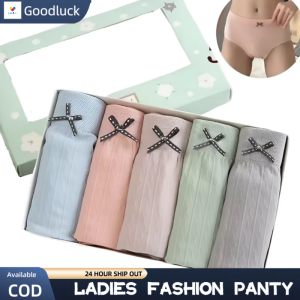 Goodluck 5PCS PER BOX WOMENS PANTY STRETCHABLE PANTIES 5in1 set Cotton Plain Panty (40-70kgs)