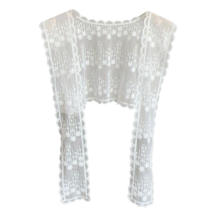 Flower Lace Shawl Wraps for Women Fashion Tie Knot Front Casual Scarf Capes Faux Collar for Tops Fashionabe Waist Belt