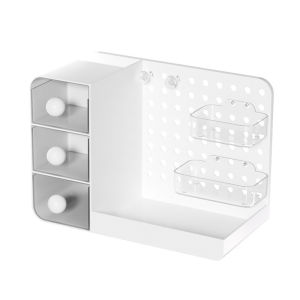 1PC Multi functional three in one perforated board storage box drawer style shelf office makeup