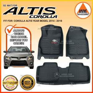 TPE Carbon Fiber / 5D Black Deep Dish Matting for Toyota Corolla Altis 11th Generation 2014 - Onwards 2 ROWS 3 PCS Car Floor Liners Car Accessories Accessory