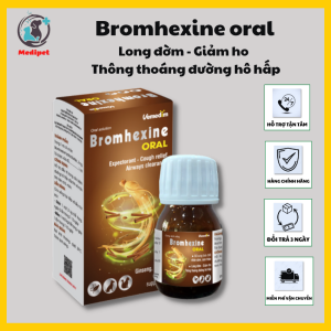 Siro uống Bromhexine oral cho chó mèo giảm ho long đàm thông thoáng đường hô hấp tinh chất nhân sâm cam thảo lọ 30ml