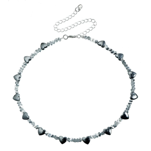 Modern Black Obsidians Heart Pendant Necklace with Clear Details Strong Alloy Chain Adjustable Neckchain