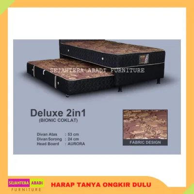 Central springbed 2in1 twin sorong DELUXE zest Quilting kasur sorong kasur susun kasur tingkat divan atas divan sorong Divan Sandaran Kasur Set Furniture